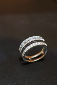LUOWEND 18K White Gold Real Natural Diamond Ring for Women