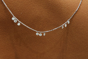 LUOWEND 18K White or Rose Gold Real Natural Diamond Necklace for Women