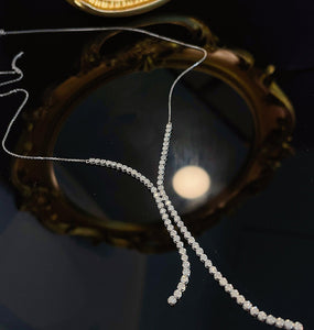 LUOWEND 18K White Gold Real Natural Diamond Necklace for Women