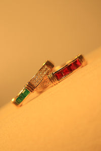 LUOWEND 18K Rose Gold Real Natural Gemstone and Diamond Ring for Women