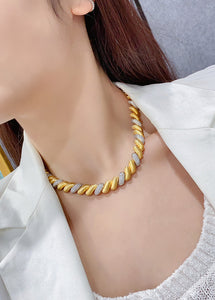 LUOWEND 18K White and Yellow Gold Real Natural Diamond Necklace for Women