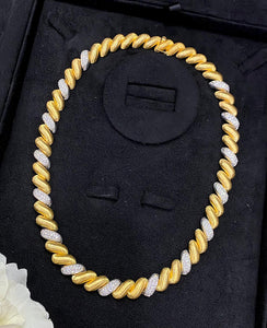 LUOWEND 18K White and Yellow Gold Real Natural Diamond Necklace for Women