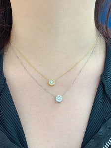 LUOWEND 18K White or Yellow Gold Real Natural Diamond Pendant Necklace for Women
