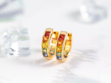 Load image into Gallery viewer, LUOWEND 18K Yellow Gold Real Natural Aquamarine Earrings for Women
