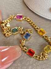 Load image into Gallery viewer, LUOWEND 18K Yellow Gold Real Natural Aquamarine Bracelet for Women
