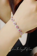 Load image into Gallery viewer, LUOWEND 18K White Gold Real Natural Pink Diamond Bracelet for Women
