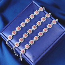 Load image into Gallery viewer, LUOWEND 18K White Gold Real Natural Pink Diamond Bracelet for Women
