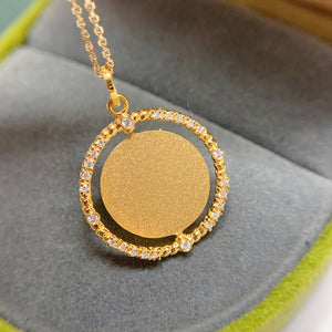 LUOWEND 18K Yellow Gold Real Natural Diamond Pendant Necklace for Women