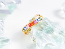 Load image into Gallery viewer, LUOWEND 18K Yellow Gold Real Natural Diamond and Aquamarine Ring for Women

