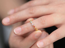 Load image into Gallery viewer, LUOWEND 18K Yellow Gold Real Natural Aquamarine Ring for Women
