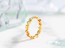 Load image into Gallery viewer, LUOWEND 18K Yellow Gold Real Natural Aquamarine Ring for Women
