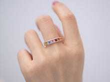 Load image into Gallery viewer, LUOWEND 18K Yellow Gold Real Aquamarine Ring for Women
