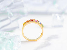 Load image into Gallery viewer, LUOWEND 18K Yellow Gold Real Aquamarine Ring for Women
