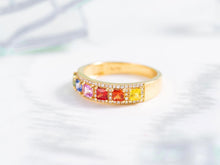Load image into Gallery viewer, LUOWEND 18K Yellow Gold Real Aquamarine Ring for Women

