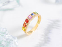 Load image into Gallery viewer, LUOWEND 18K Yellow Gold Real Aquamarine Ring for Women
