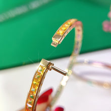 Load image into Gallery viewer, LUOWEND 18K Rose Gold Real Natural Aquamarine Bangle for Women
