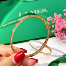 Load image into Gallery viewer, LUOWEND 18K Rose Gold Real Natural Aquamarine Bangle for Women
