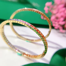 Load image into Gallery viewer, LUOWEND 18K Rose Gold Real Natural Aquamarine Bangle for Women

