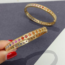 Load image into Gallery viewer, LUOWEND 18K Yellow Gold Natural Color Sapphire Bangle for Women
