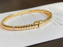 Load image into Gallery viewer, LUOWEND 18K Yellow Gold Real Natural Diamond  Bangle for Women
