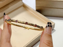 Load image into Gallery viewer, LUOWEND 18K Yellow Gold Real Natural Aquamarine Bangle for Women
