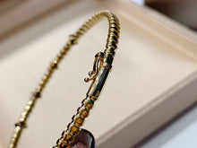 Load image into Gallery viewer, LUOWEND 18K Yellow Gold Real Natural Aquamarine Bangle for Women
