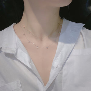 LUOWEND 18K White or Yellow Gold Real Natural Diamond Necklace for Women