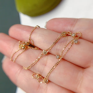 LUOWEND 18K White or Yellow Gold Real Natural Diamond Necklace for Women