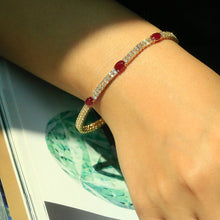 Load image into Gallery viewer, LUOWEND 18K Rose Gold Real Natural Diamond and Ruby Bracelet for Women
