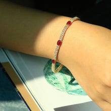 Load image into Gallery viewer, LUOWEND 18K Rose Gold Real Natural Diamond and Ruby Bracelet for Women
