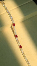 Load image into Gallery viewer, LUOWEND 18K Rose Gold Real Natural Diamond and Ruby Bracelet for Women
