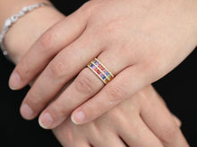 Load image into Gallery viewer, LUOWEND 18K Yellow Gold Real Natural Diamond and Aquamarine Ring for Women
