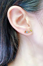 Load image into Gallery viewer, LUOWEND 18K Yellow Gold Natural Color Sapphire Earrings for Women
