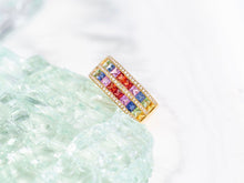 Load image into Gallery viewer, LUOWEND 18K Yellow Gold Real Natural Diamond and Aquamarine Ring for Women
