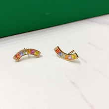 Load image into Gallery viewer, LUOWEND 18K Yellow Gold Natural Color Sapphire Earrings for Women
