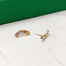 Load image into Gallery viewer, LUOWEND 18K Yellow Gold Natural Color Sapphire Earrings for Women
