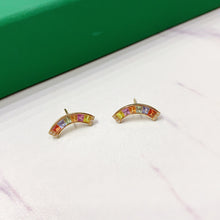 Load image into Gallery viewer, LUOWEND 18K Yellow Gold Natural Color Sapphire Earrings for Women
