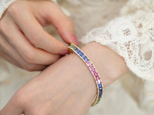 Load image into Gallery viewer, LUOWEND 18K Rose Gold Real Natural Aquamarine and Diamond Bracelet for Women
