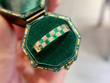 Load image into Gallery viewer, LUOWEND 18K Yellow Gold Real Natural Diamond and Emerald Ring for Women
