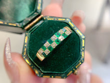 Load image into Gallery viewer, LUOWEND 18K Yellow Gold Real Natural Diamond and Emerald Ring for Women
