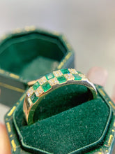 Load image into Gallery viewer, LUOWEND 18K Yellow Gold Real Natural Diamond and Emerald Ring for Women
