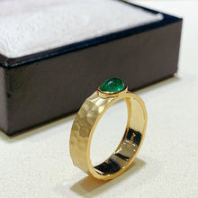 Load image into Gallery viewer, LUOWEND 18K Yellow Gold Real Natural Emerald Ring for Women
