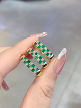 Load image into Gallery viewer, LUOWEND 18K Yellow Gold Real Natural Diamond and Emerald Ring for Women
