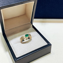 Load image into Gallery viewer, LUOWEND 18K Yellow Gold Real Natural Emerald Ring for Women
