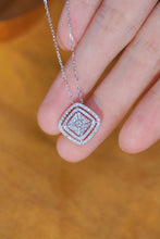 Load image into Gallery viewer, LUOWEND 18K White Gold Real Natural Diamond Pendant Necklace for Women
