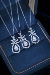 LUOWEND 18K White Gold Real Natural Diamond Pendant Necklace for Women