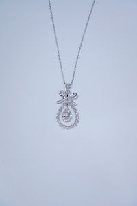 LUOWEND 18K White Gold Real Natural Diamond Pendant Necklace for Women