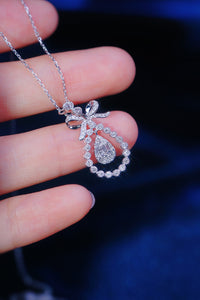 LUOWEND 18K White Gold Real Natural Diamond Pendant Necklace for Women
