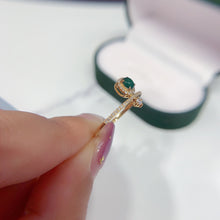 Load image into Gallery viewer, LUOWEND 18K Yellow Gold Real Natural Diamond and Emerald Ring for Women
