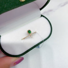 Load image into Gallery viewer, LUOWEND 18K Yellow Gold Real Natural Diamond and Emerald Ring for Women
